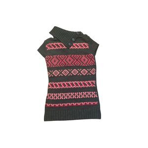 y2k sleeveless sweater pink and grey geometric ribbed knit forever and ever sz s